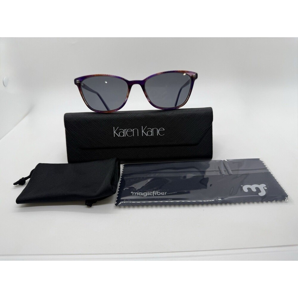 Karen Kane CHICORY Violet Stripe 52-16-145 Cat Eye Women's Eyeglasses + Case
